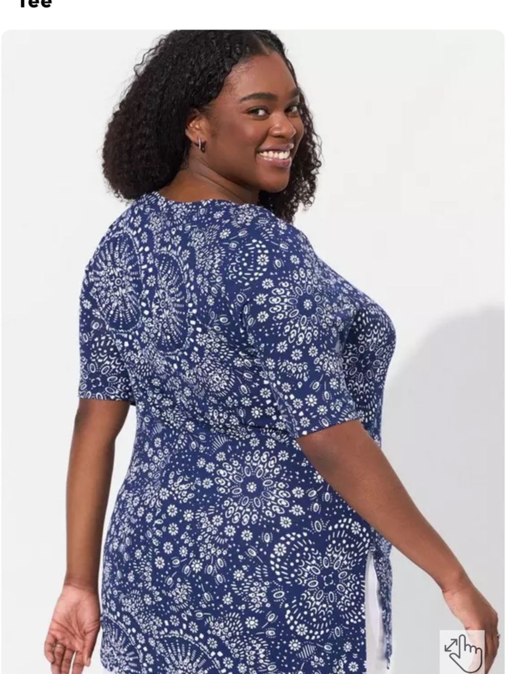 torrid White & Blue Print top with side slits